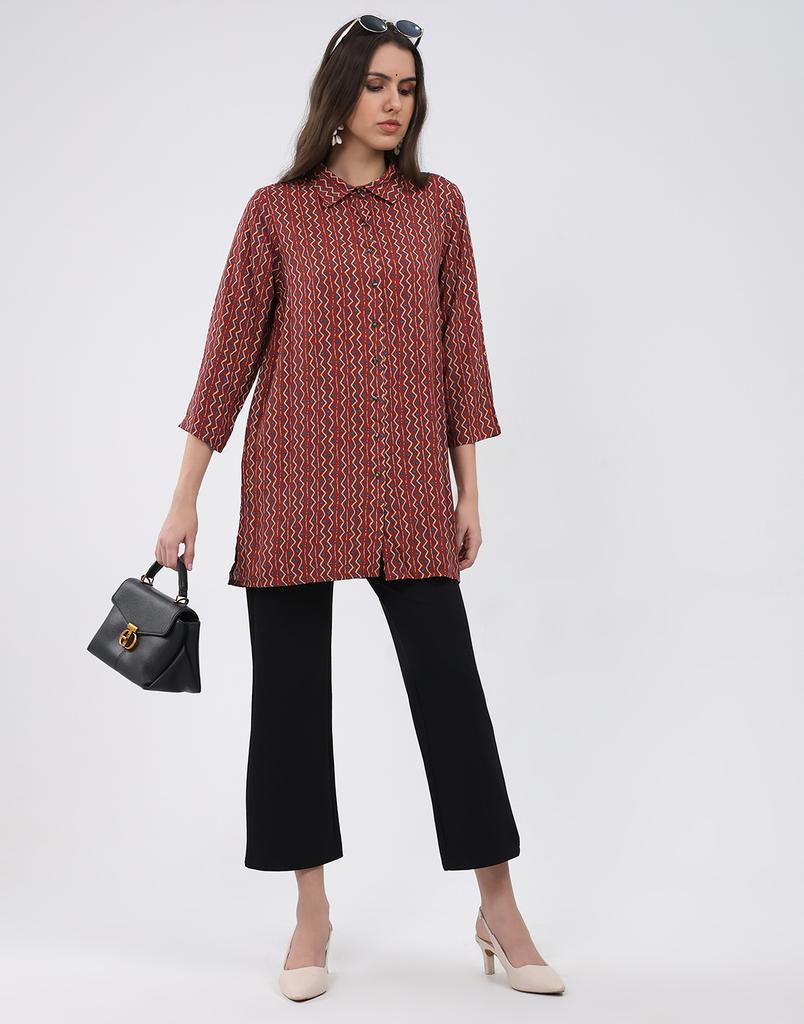 MONTE CARLO Women's Collar 3/4 Sleeve Kurti