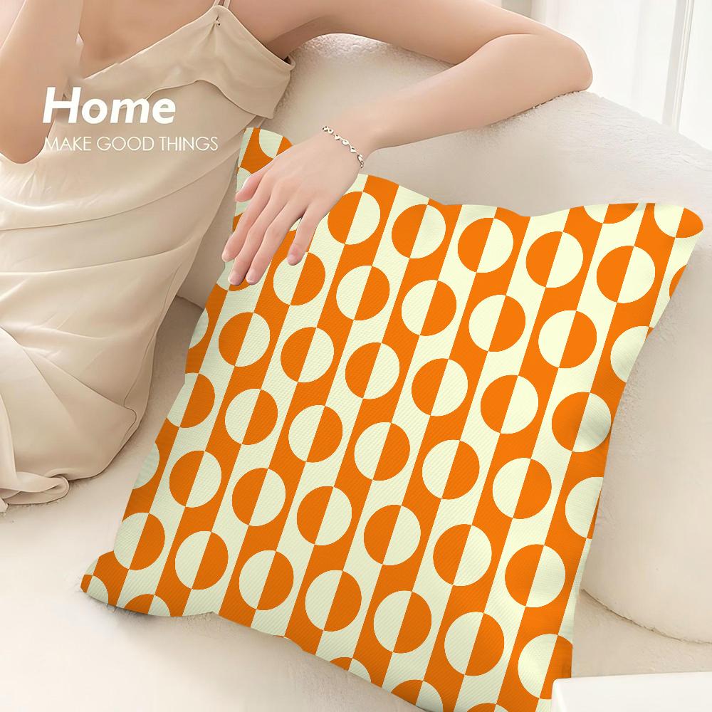 Orange Geometric Pillow Case 3D Print Polyester Fiber 40*40 cm Home Sofa Throw Pillow Cover Decoration Festival Gift