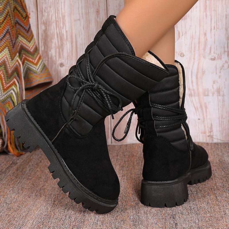

Fashion Lightweight Women s Boots 2024Winter Women s Anti-Slip Waterproof Ankle Boots Snow Boots Front Lace Up Women s Shoes Botas Mujer 35 чёрный