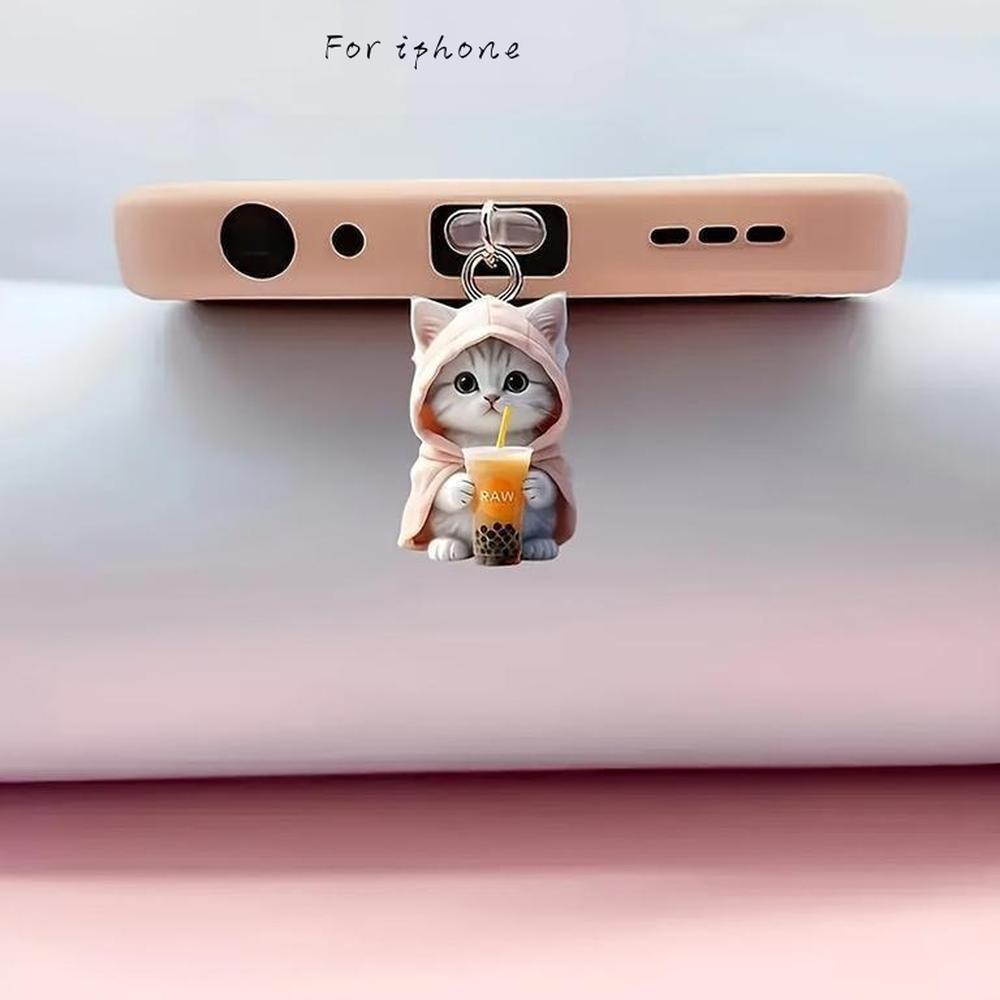 Cute Little Bear 2D Phone Dust Plug Pendant Suitable for IPhone for Samsung Type-C Interface Dust Plug Accessory Decoration