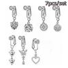 Ohne Piercing Hängendes Bauchnabelring-Set 6 Stück Süße Schmetterling Herz Blume Bauchnabelringe für Mädchen Party Körperschmuck