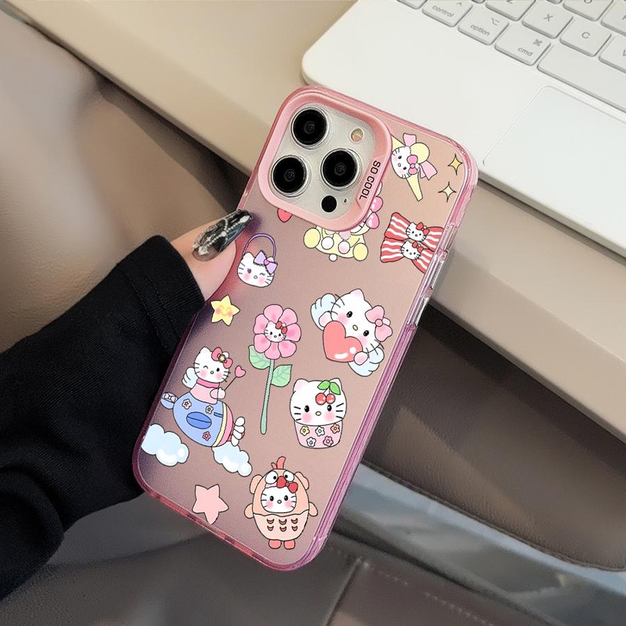 

Cover Phone Case for iPhone 16 14 Pro MAX 16e 16Pro 11 13Pro 13 15 Plus 12 Sanrio Hello Kitty Flower iPhone 16 Pro