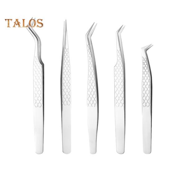 

5 шт. пинцетов для наращивания ресниц из нержавеющей стали, точные пинцеты с прямым резным кончиком из волокна, профессиональные пинцеты для начинающих женщин, макияж глаз серебряный