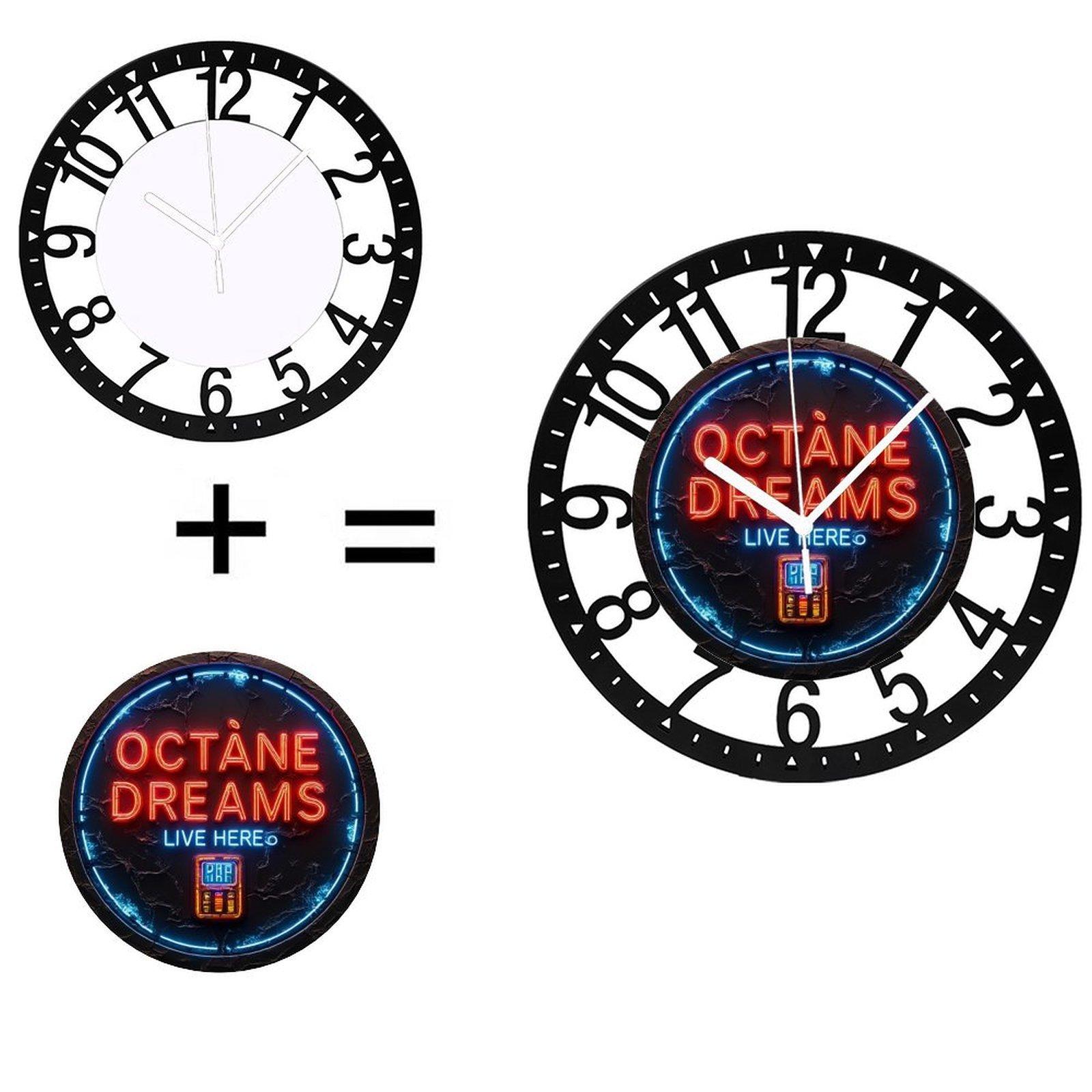 Artistic Design 25cm Circular Iron Wall Clock Silent Movement (Black,10 inch(25.40cm))