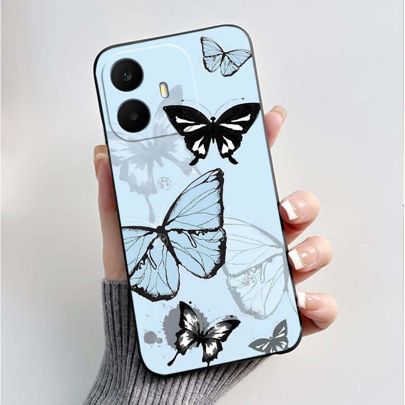 For TCL K70 4G 5G Case Luxury Fashion Butterfly Flower Black Soft Silicone Bumper Cover for TCL K70 Power T522A T522E Phone Case