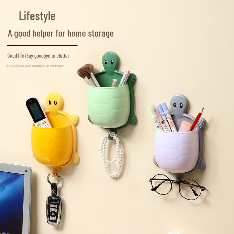 Wall-Mounted Turtle Toothbrush Holder with Drain