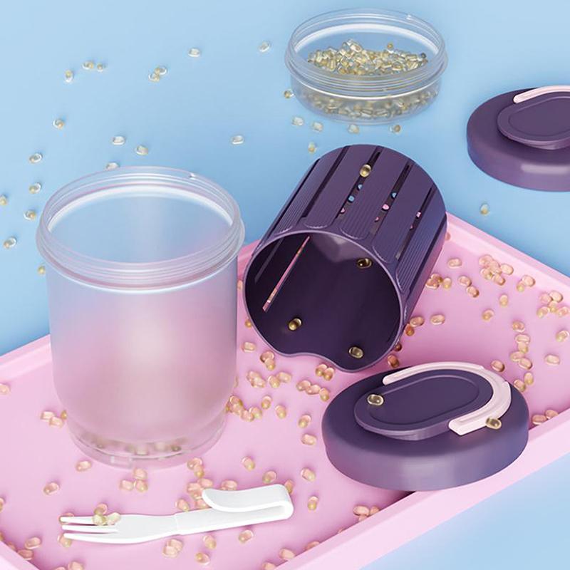 Portable Fruit Cup With Fork, Double-Layer Draining Salad Container, Leak-Proof Food Storage Box For Office, Picnic, And Travel