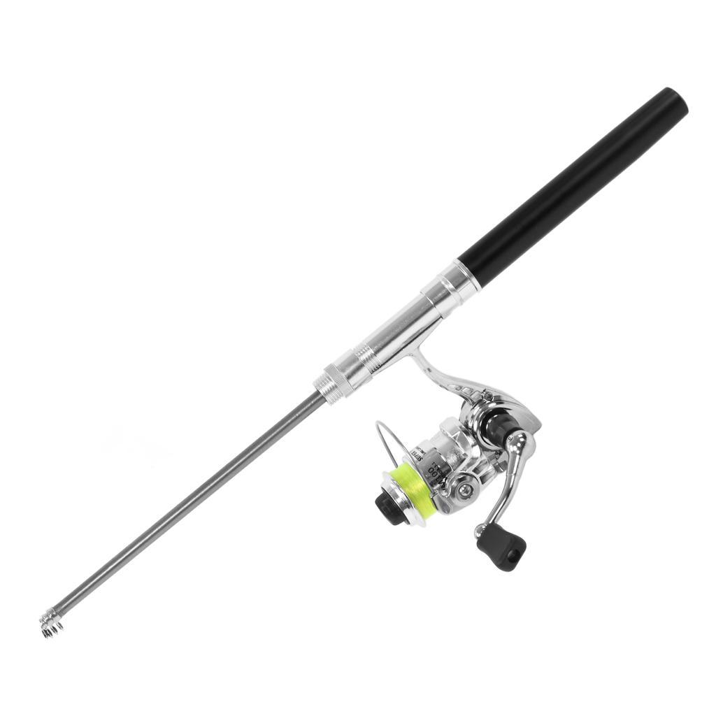 Tragbare Mini Stiftform Angelrute Angelrute Tasche Einziehbare Angelrute mit Rollenrad Schwarz