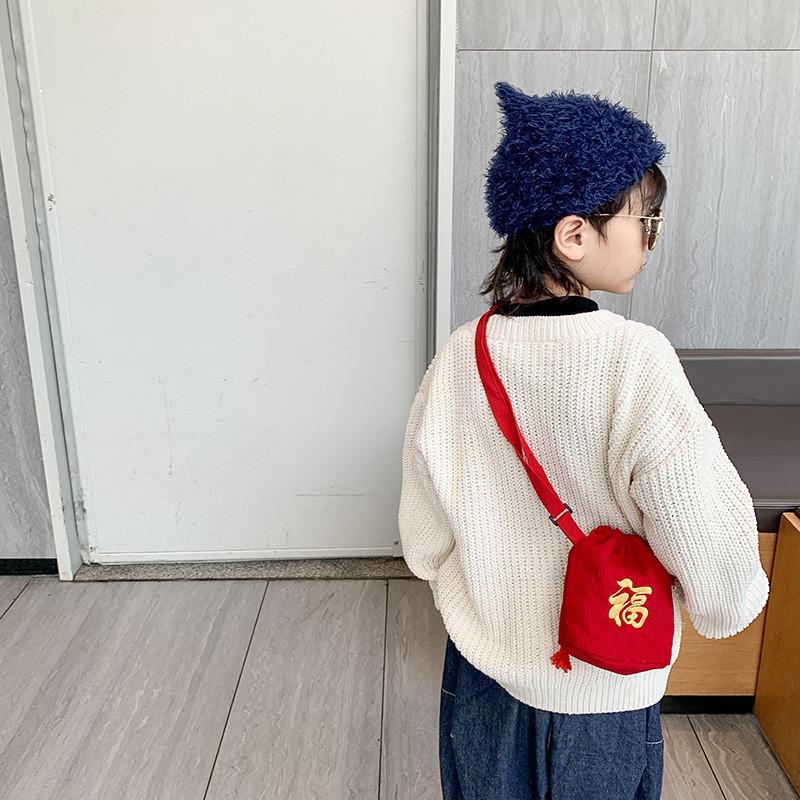 Adorable Embroidered Corduroy Kids Crossbody Bag 2024 Year Of The Dragon Gift
