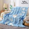 Blaue Meeresmuschel Flanelldecke Warm Weich Halloween Weihnachten Sofa Warm Gemütlich Dekoratives Dekor Geschenk für Alle Jahreszeiten