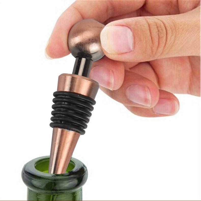 1 Piece Red Wine Stopper Zinc Alloy Silver Bronze Wine Stopper Bar Wine Set Holiday Gift Wholesale