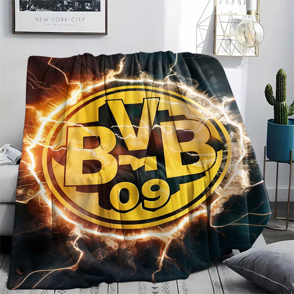 Borussia Dortmund Logo Print Flannel Blanket, High Quality Comfortable for All Seasons, Home Decor, Warmth and Comfort, Perfect for Christmas Gifts