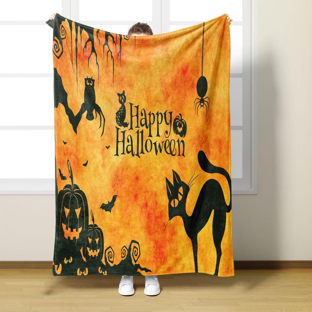 Halloween Ghosts Digitalprinted Polyester Bedroom Velvet Flannel Soft Sofa Cover Blanket Fleece Soft Sofa Cover Blankets