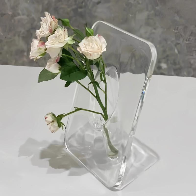 Decorative Acrylic Transparent Vase for Modern Home Tabletop Living Room Desktop Display