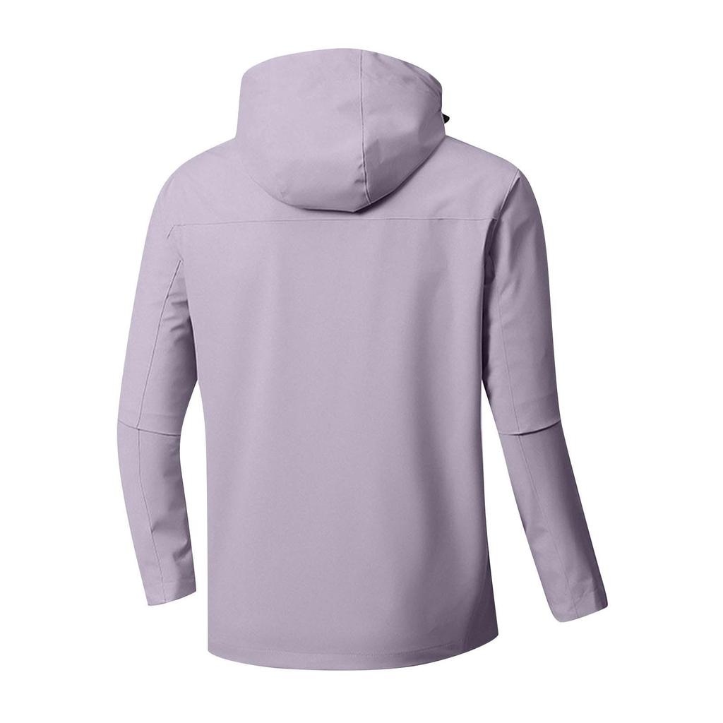 Women Solid Stripe Rain Jacket Outdoor Plus Waterproof Hooded Raincoat Windproof