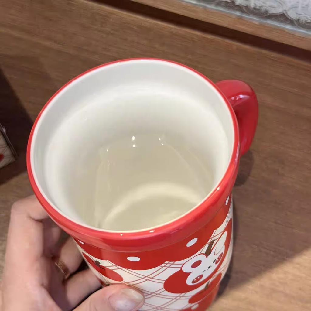 Straw Cup with Lid High Value Ins Mug Couple Ceramic Water Cup Large Capacity Birthday Gift for Girls