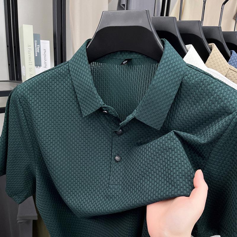 

Летняя мужская рубашка поло с коротким рукавом, повседневная мужская одежда для папы 4XL зелёный