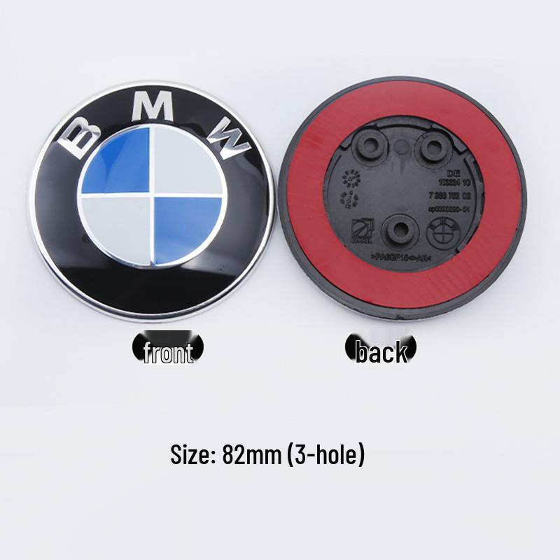BMW Anniversary Edition Front & Rear Emblems: 82mm Rear in Blue & White, 74mm Front with Black Background.