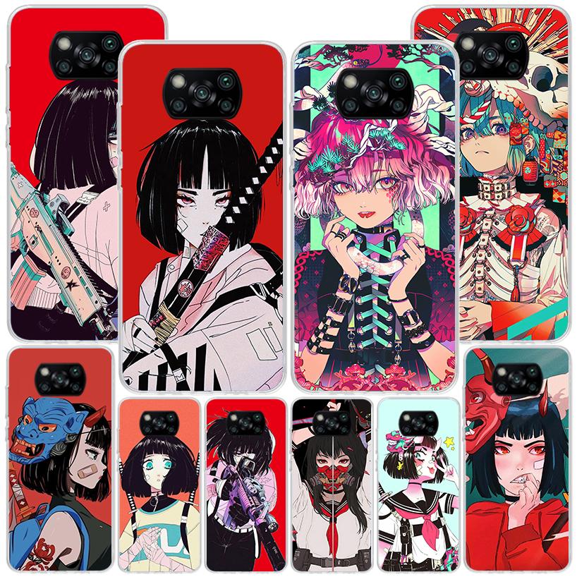 Japanese Style Anime Girl Phone Case For Xiaomi Poco X7 X6 X5 Pro F7 Ultra Redmi 15C 15 13C 13 12C 12 10 10A 10C 9 9A 9C 9T Cove
