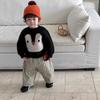 Children's clothing autumn and winter children's clothing baby penguin sweater boys thickened set