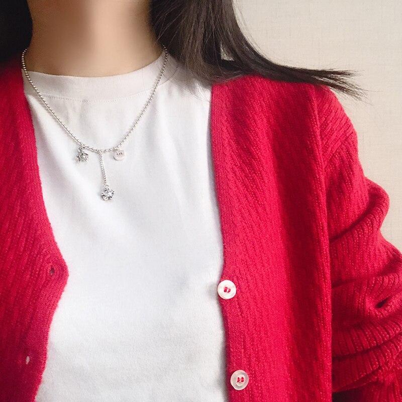 925 argint sterling ursuleț stea zircon pandantiv colier din argint thailandez cu lanț lung colier ciucuri pentru femei bijuterii cadouri S -N648