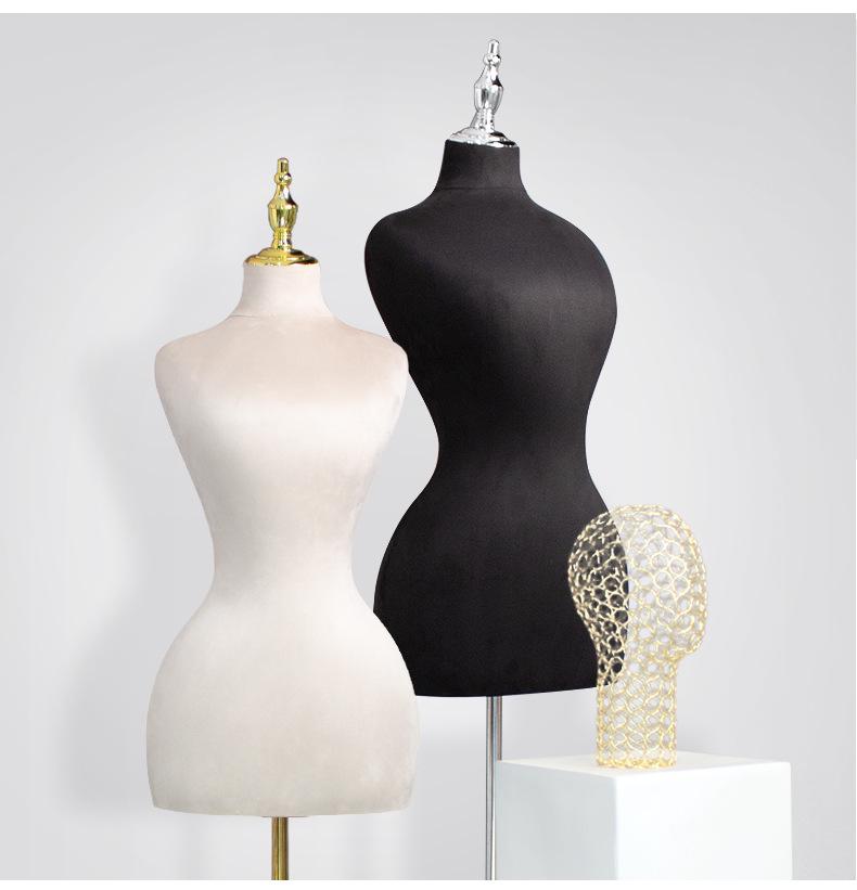 Plus Size Fabric Half-Body Mannequin with Pinned Design for Women's Clothing Display