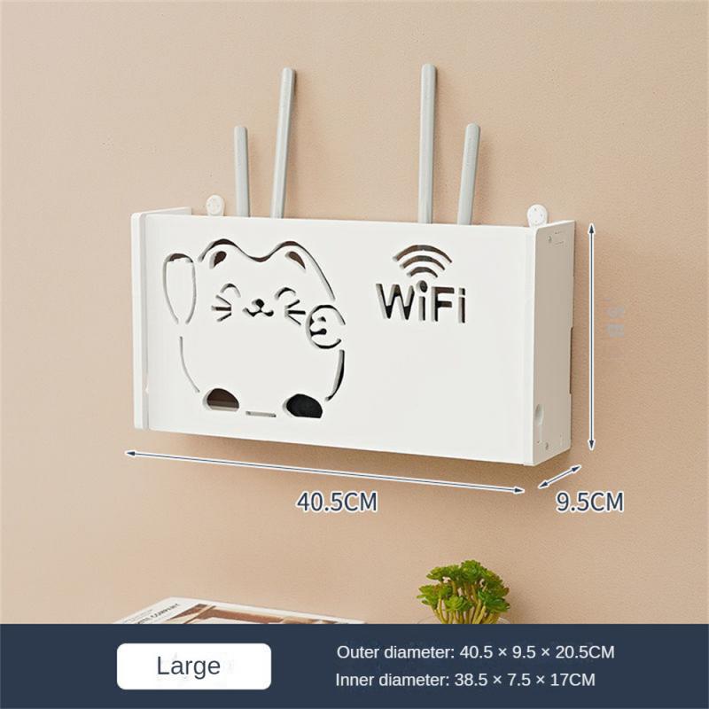 Wifi Router Storage Box Outlet Set Top Case Wall Mount Board Cover Hide Cable Switch Shelf Home Office Holder Hanging Organizers