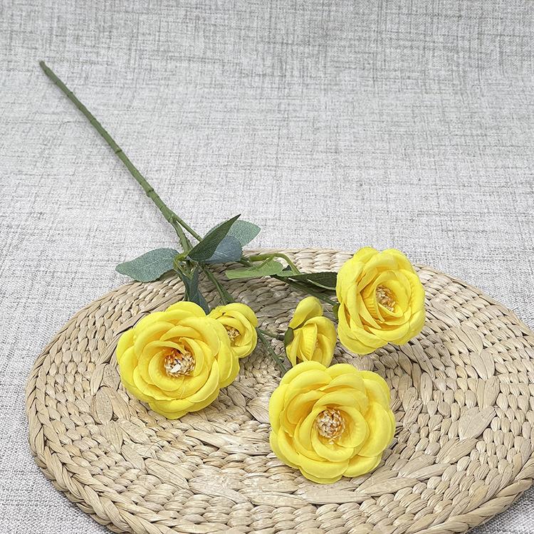 Uflower 5 Heads English Spray Rose Bouquet 61cm Artificial Silk Flowers for Wedding Home Table Decor Valentine's Day Gift