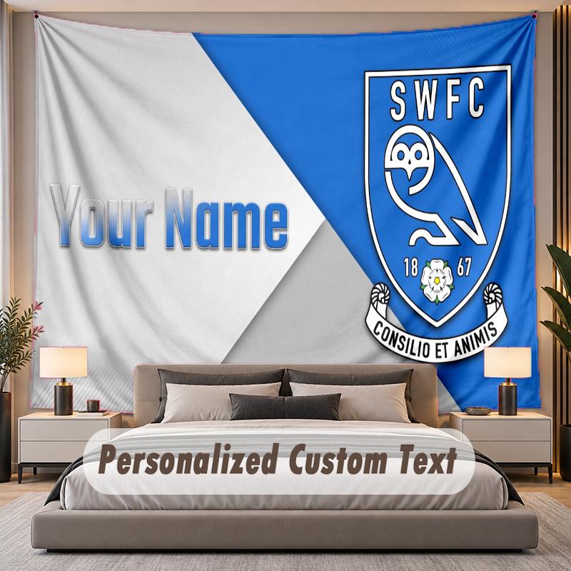 Custom Name Text Tapestry Sheffield Wednesday FC Personalized Polyester Wall Tapestry For Bedroom And Room