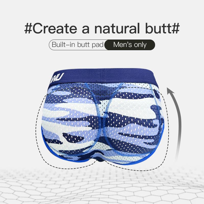 Herren Unterwäsche Mesh Dünne Po-Lifter Slips, Plus Hüftpolster Weiche Falsche Po-Hüften Atmungsaktive Slips, Herren Sportunterhosen Bequem