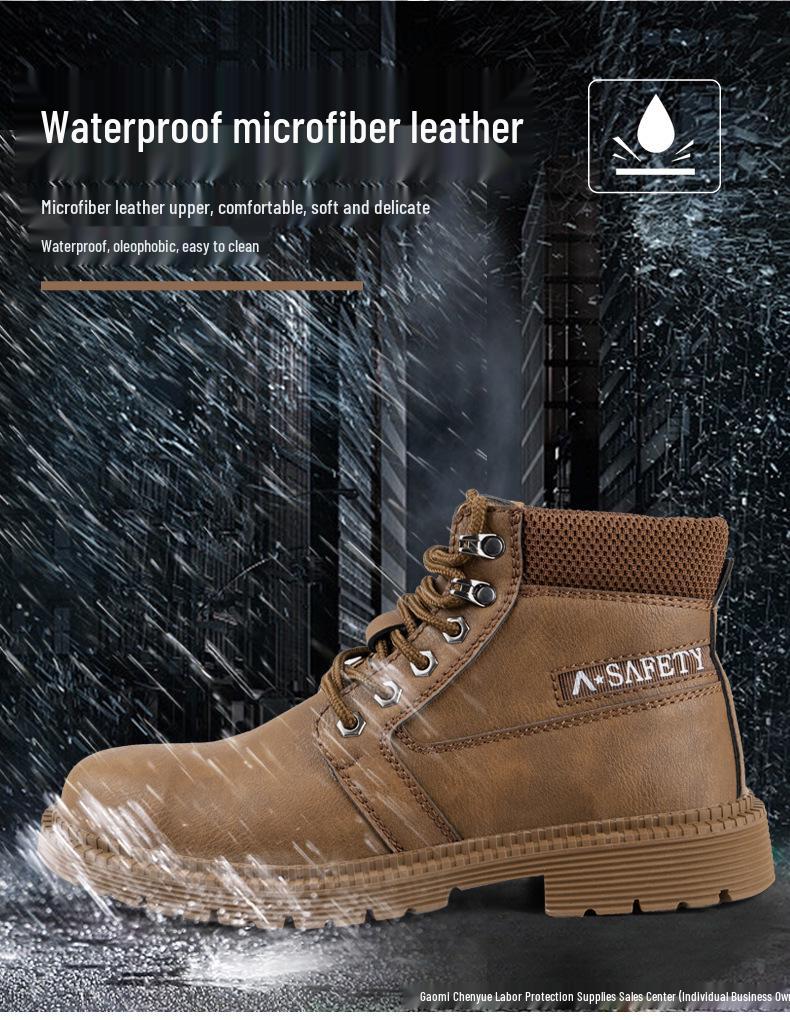 Men's High-Top Anti-Smash, Anti-Puncture, Non-Slip, Water-Repellent Work Boots for Outdoor, Wear-Resistant and Comfortable for Long-Standing.