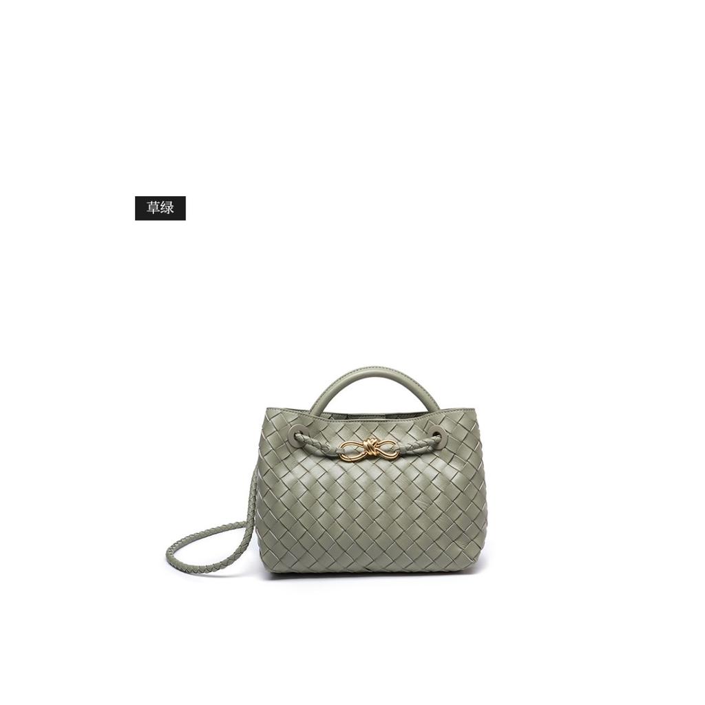 Trendige neue gewebte Damentaschen, handgeflochtene Doppelschichtwebung, tragbare Damen-Umhängetaschen, strukturierte gewebte Taschen