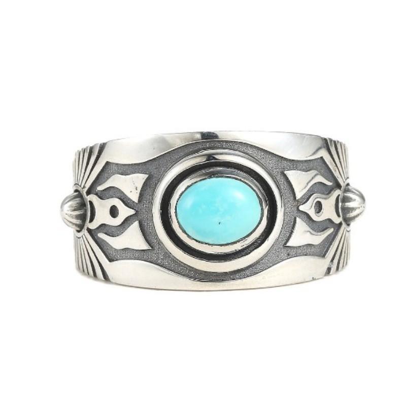 Mens Adjustable Turquoise Tone Ring With Tribal Handmade Vintage Style Adjustable Open Band