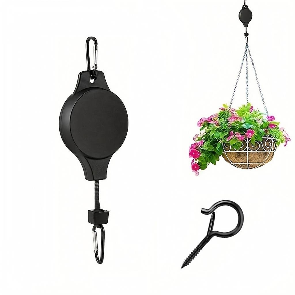 Adjustable Height Retractable Hanging Hook for, Birdcages and Flower Pots - Gardening Tool