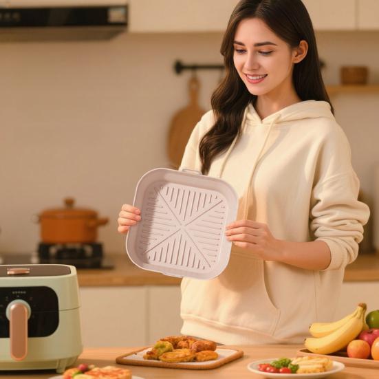Silicone Air Fryer Liner Round Square Foldable Mat for Baking Food-Grade Basket Non-Stick Heat Resistant Air Fryer Accessories