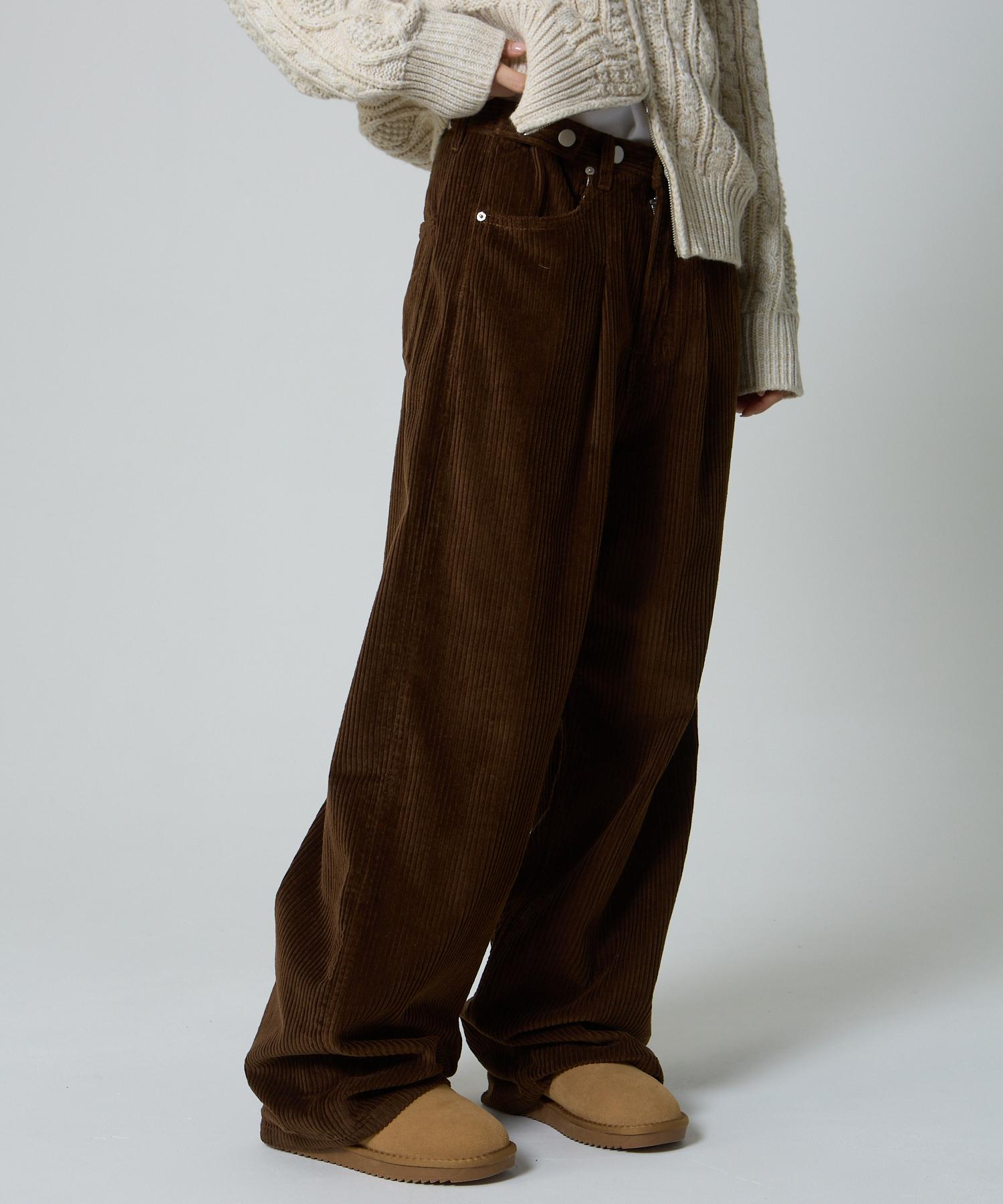 UNKNOWN PLANET Custom One-Pleat Wide Corduroy