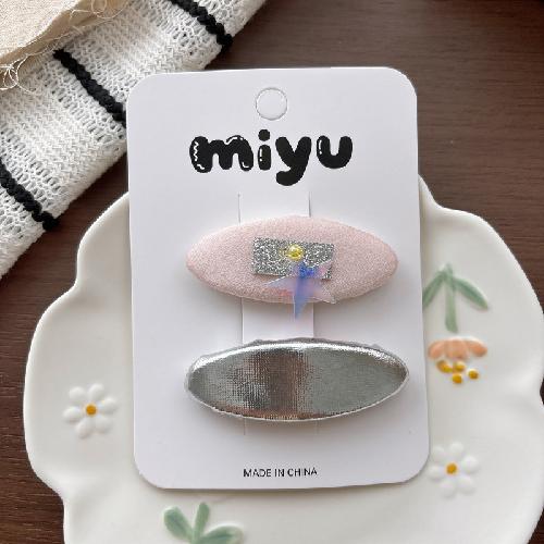 2pcs/lot Silver Bow Hairpin Sweet Girl Pink Bangs Side Clip Hairpins Kids BB Clip Children's Hair Accessories Barrettes Headwear