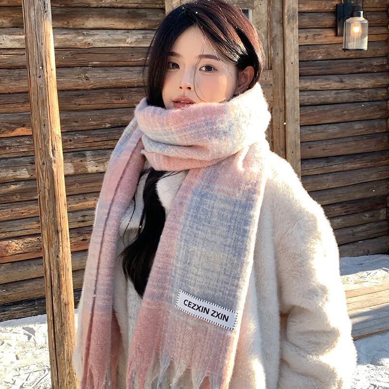 New solid color wool scarf, soft waxy in autumn and winter, warm in winter, shawl thickened Meira student couple scarf