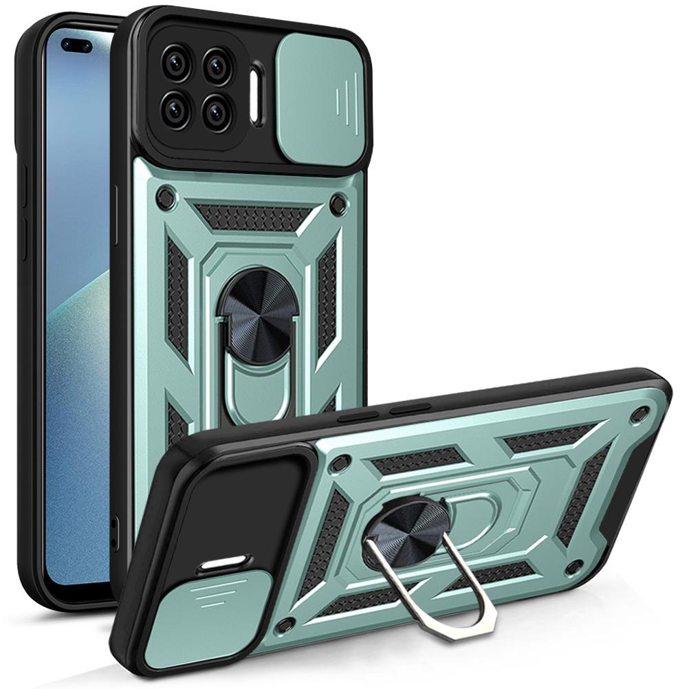 Per Oppo Reno4 Lite Custodia OPPO F17 Pro Cover oppo A93 4G Supporto ad Anello Magnetico Custodia Corazzata per Telefono Copertura Posteriore con Protezione Scorrevole per Fotocamera