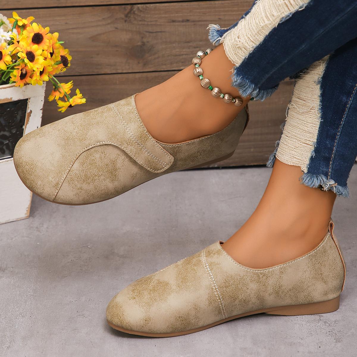 

Women Casual Comfortable Sneakers Breathable Round-headed Retro Leisure Leather Shoes Sole Round Toe Flats 43 хакі