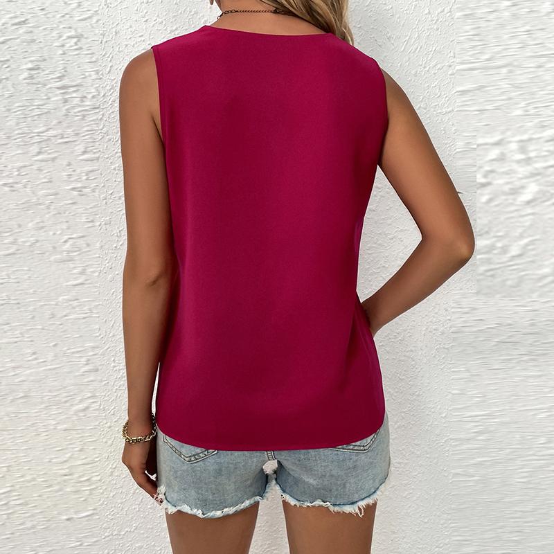 2023 Summer Contrast Stitching Women Tank Tops O Neck Sleeveless Shirt Women's Top Elegant Clothes Summer Loose Women's Vest
