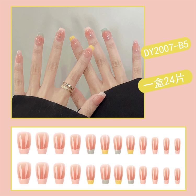 Reusable Blush Nail Art Set: 24 Detachable Wearable Nail Stickers
