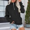 Women's Loose Fit Zip Up Sweatshirt Color Round Neck Long Sleeve Top