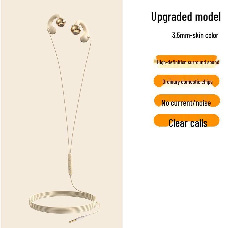 Bone Conduction Wired Earphones with Type-C and 3.5mm Connectors, Ear Clip Design, Wired Control Microphone, Ideal for Gaming