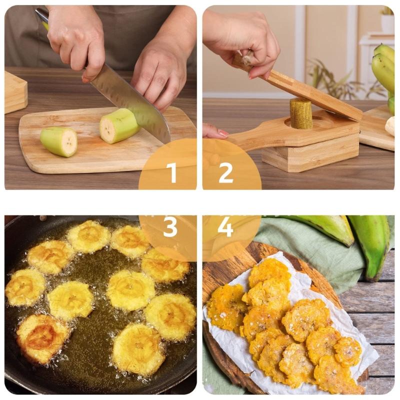 Green Plantain Wood Tostonera Wood Tostonera Plantain Press Tool Fried Plantains Maker 2in1 Banana Smasher and Maker