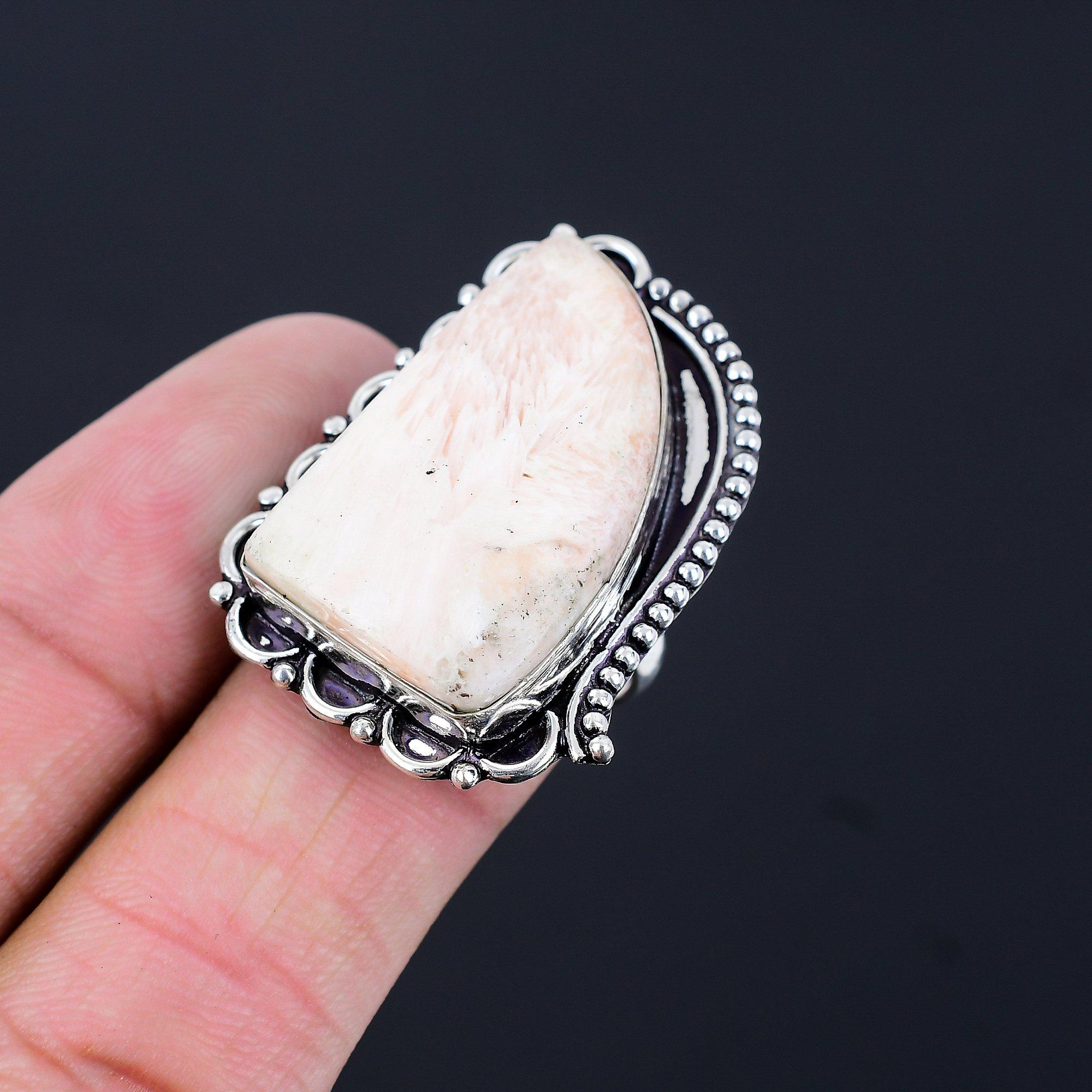 Natural Scolecite Wife Promise Statement Ring Jewelry Size 7.5 Sterling Silver 7.5