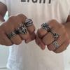 6 Suit Skull Rings for Men Fashion Exaggerated Niche Style Retro Gothic Wind Punk Hip Hop Unique Ring Accessories