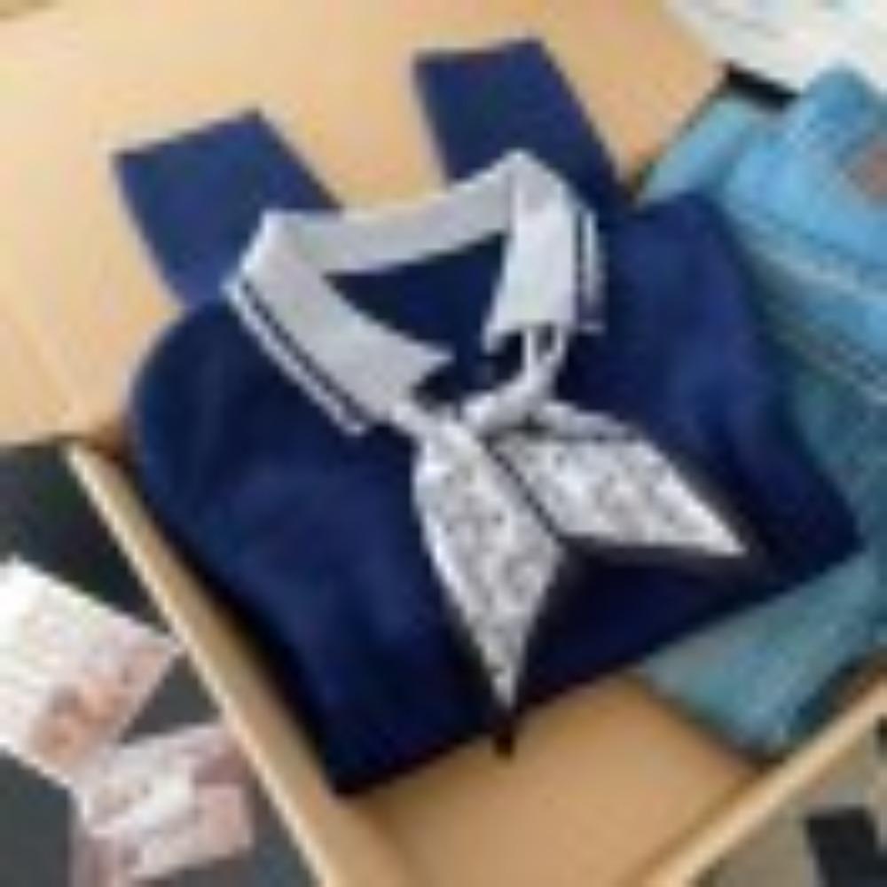 A Unique, Fashionable and Versatile New Autumn Top for Women with A Polo Collar and Silk Scarf Knitted Sweater