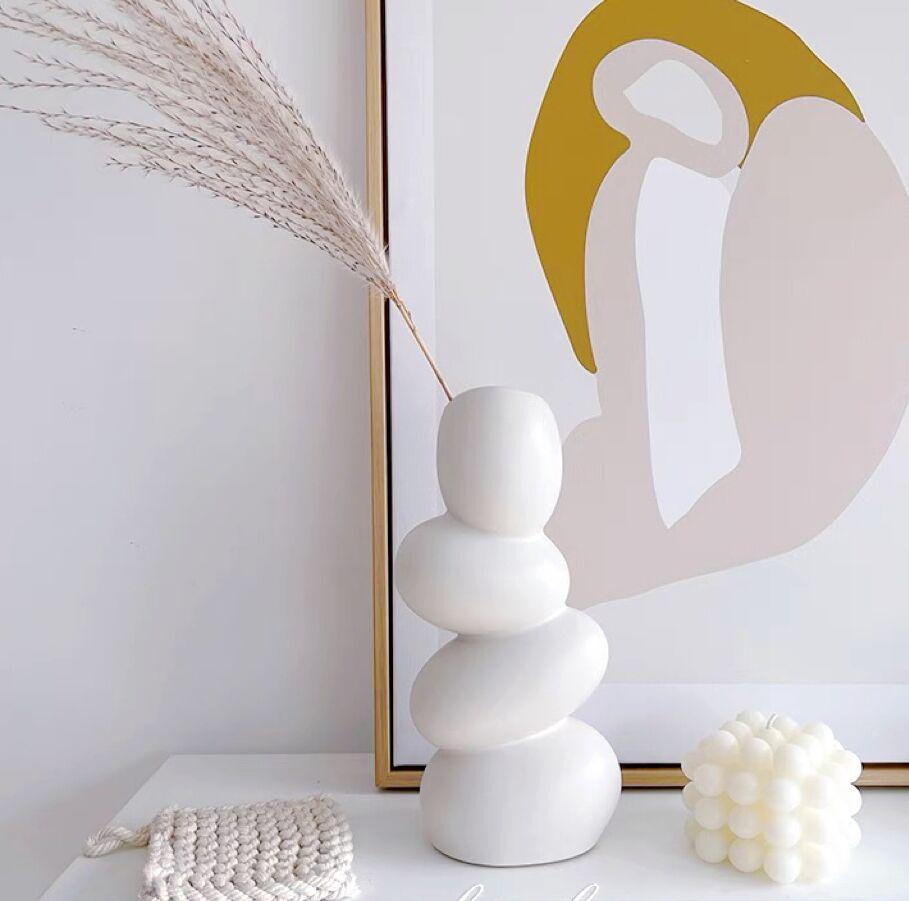 Irregularly Shaped Ceramic Cobblestone Vase for Floral Arrangements