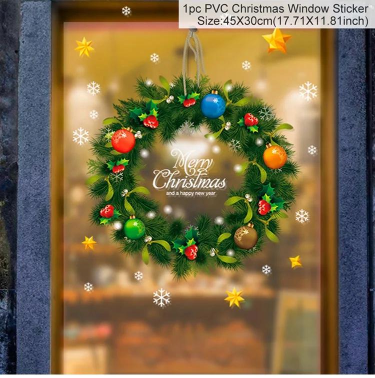 Christmas Window Sticker Merry Christmas Decorations For Home 2025 Cristmas Ornament Xmas Navidad New Year 2025 Natal Gifts